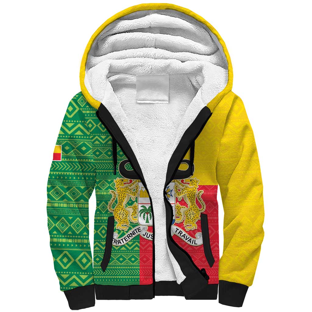 Personalised Benin Sherpa Hoodie Coat Of Arms Flag Style