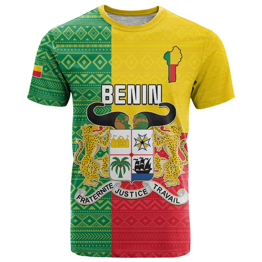 Personalised Benin T Shirt Coat Of Arms Flag Style