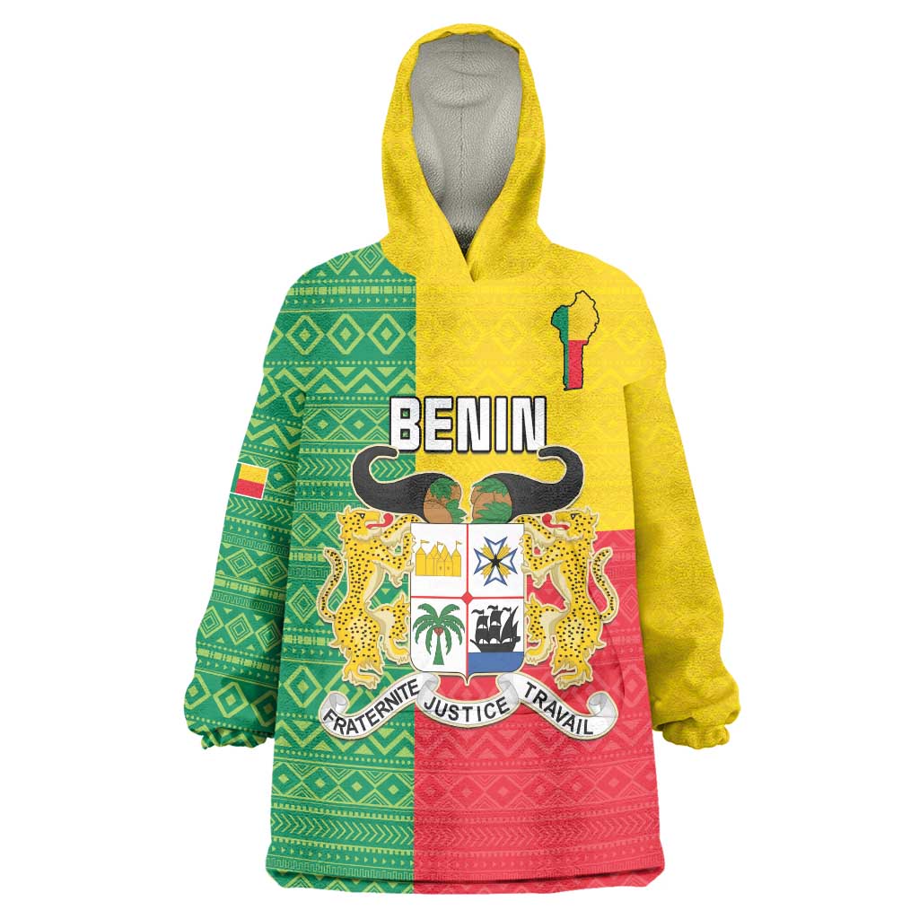 Personalised Benin Wearable Blanket Hoodie Coat Of Arms Flag Style