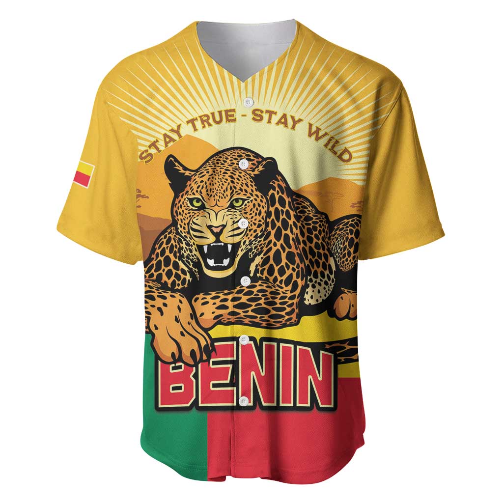 Personalised Benin Leopard Baseball Jersey Stay True - Stay Wild