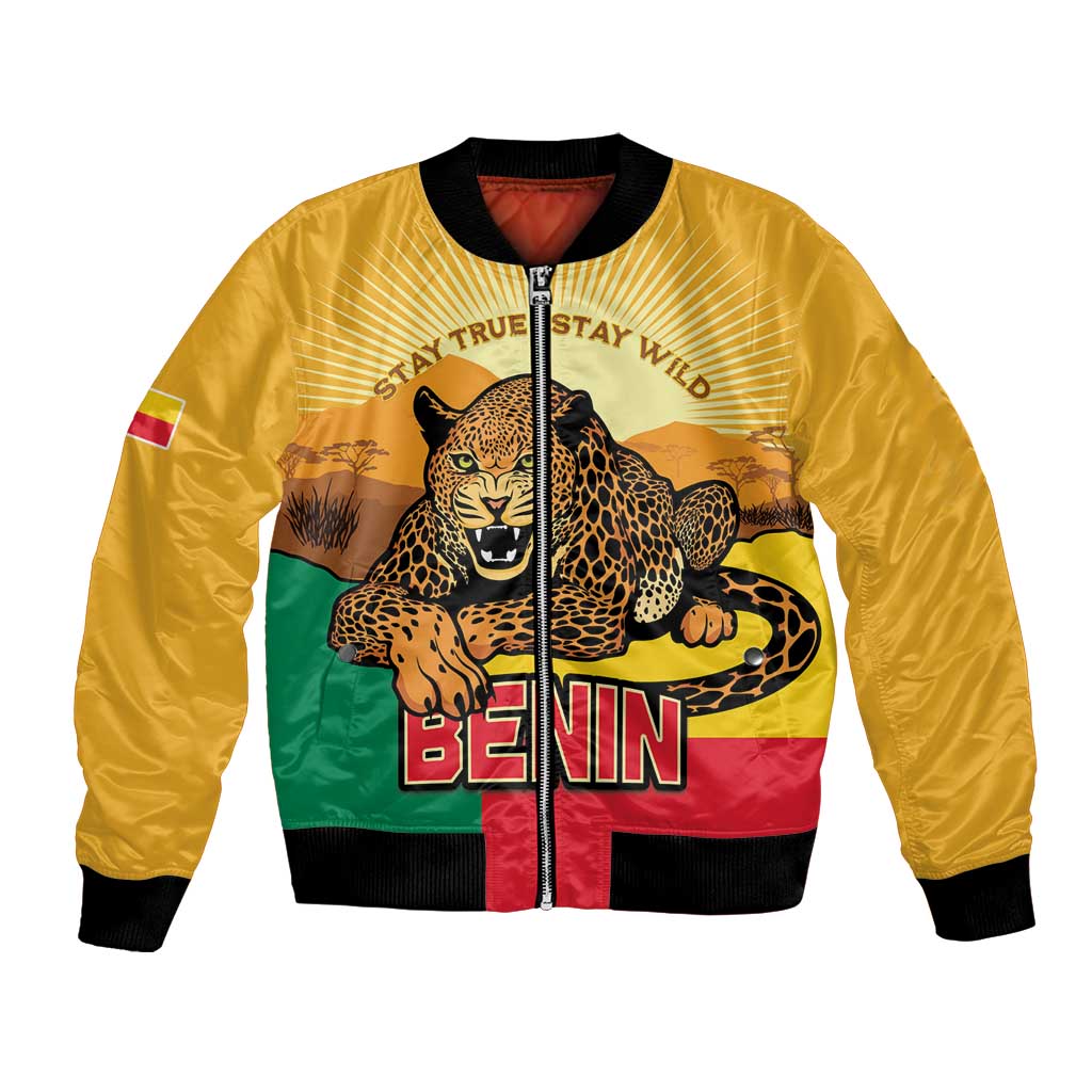 Personalised Benin Leopard Bomber Jacket Stay True - Stay Wild