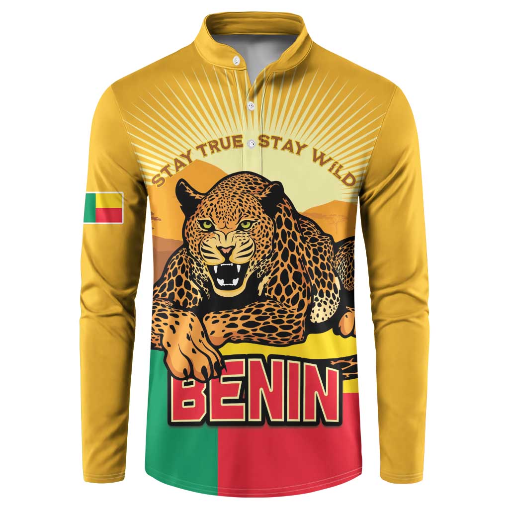 Personalised Benin Leopard Button Sweatshirt Stay True - Stay Wild