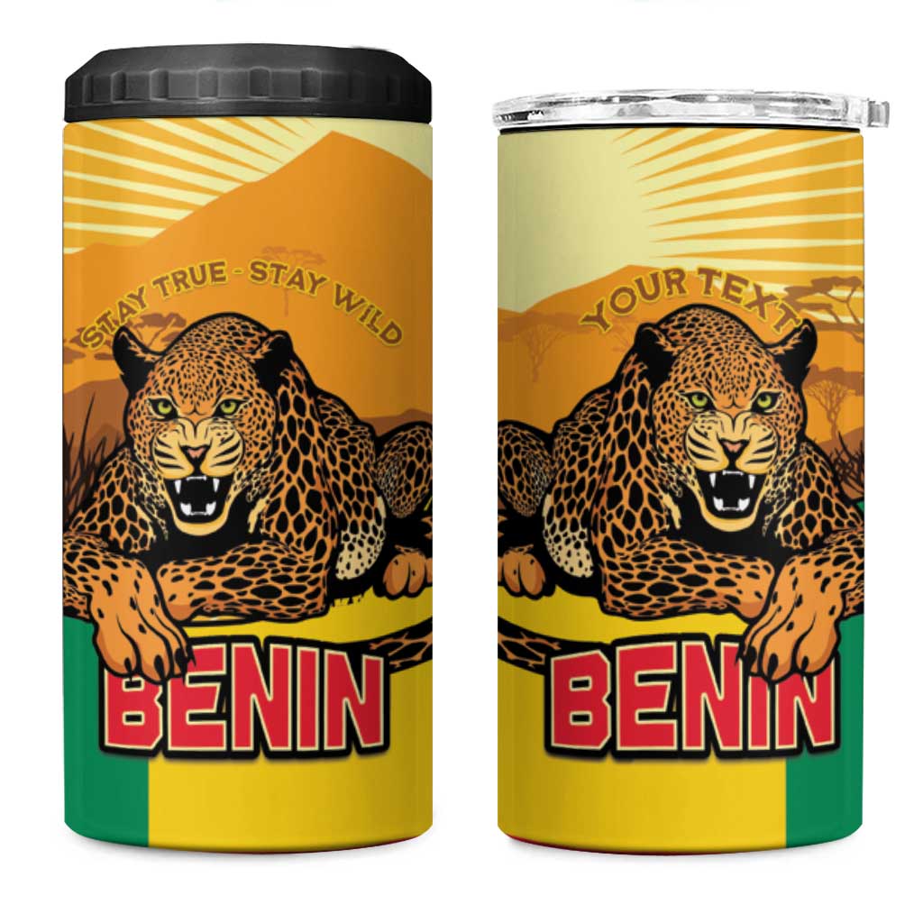 Personalised Benin Leopard 4 in 1 Can Cooler Tumbler Stay True - Stay Wild