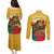 Personalised Benin Leopard Couples Matching Puletasi and Long Sleeve Button Shirt Stay True - Stay Wild