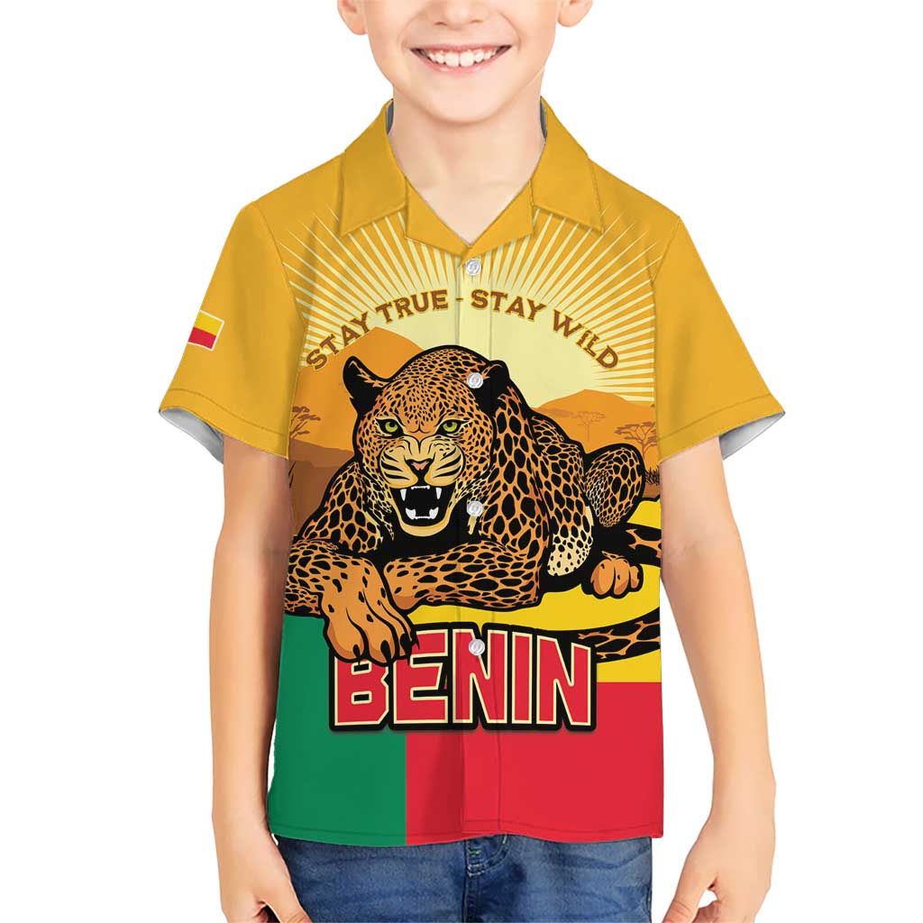 Personalised Benin Leopard Kid Hawaiian Shirt Stay True - Stay Wild