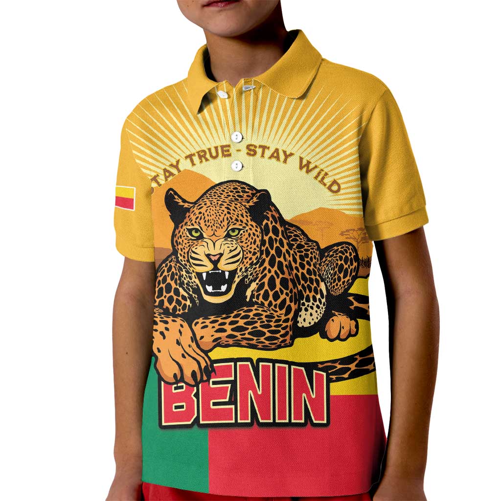 Personalised Benin Leopard Kid Polo Shirt Stay True - Stay Wild