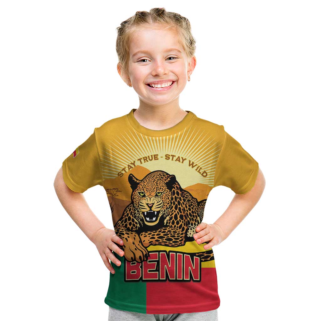 Personalised Benin Leopard Kid T Shirt Stay True - Stay Wild