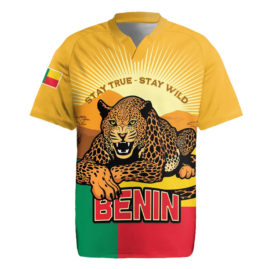 Personalised Benin Leopard Rugby Jersey Stay True - Stay Wild