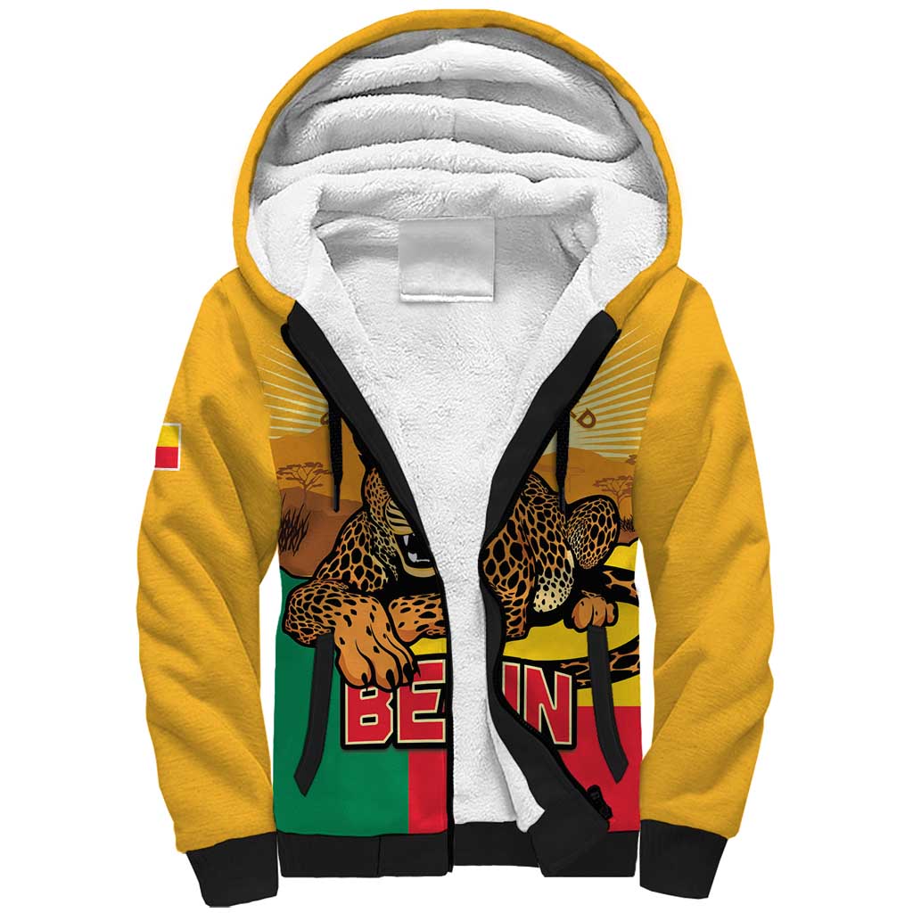 Personalised Benin Leopard Sherpa Hoodie Stay True - Stay Wild