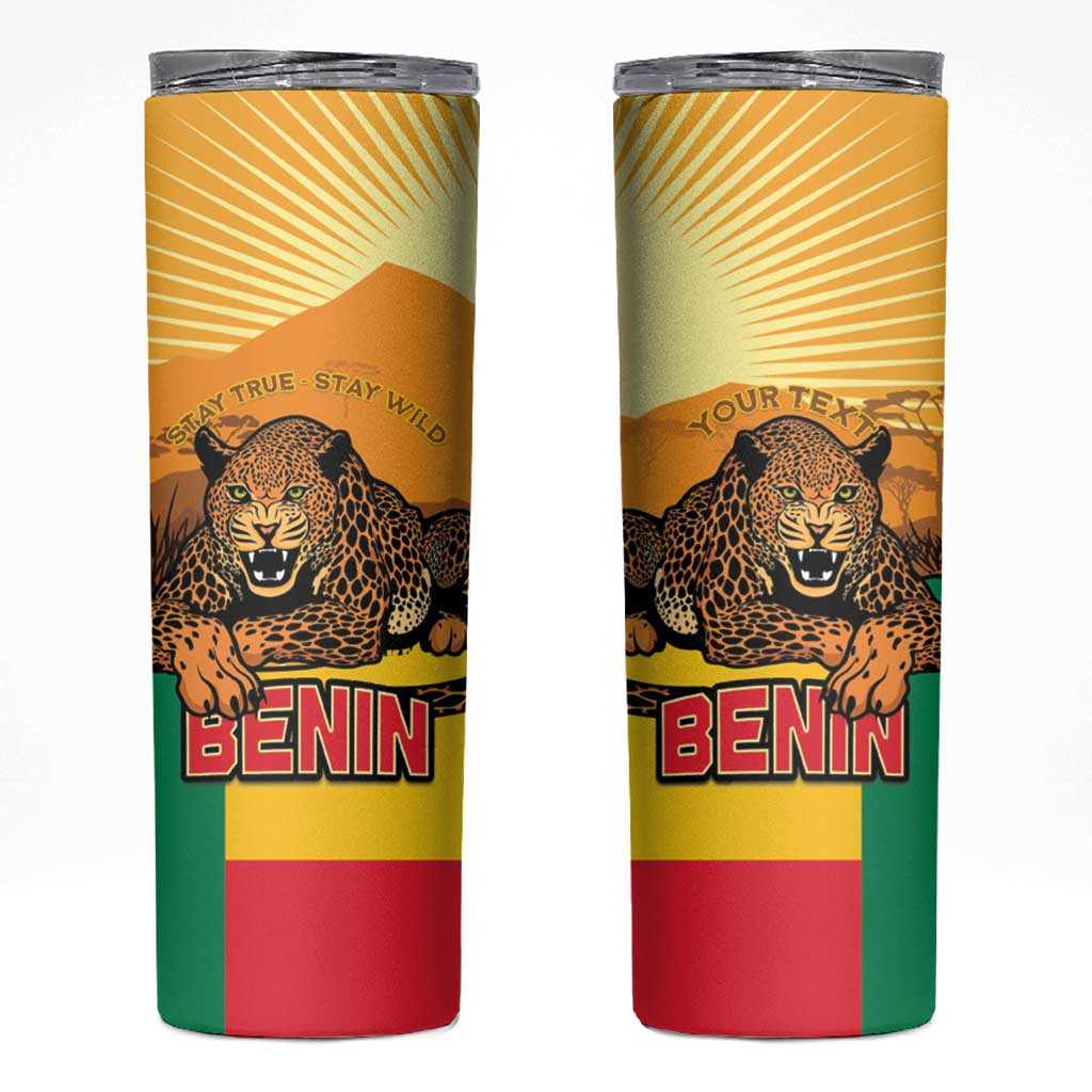 Personalised Benin Leopard Skinny Tumbler Stay True - Stay Wild