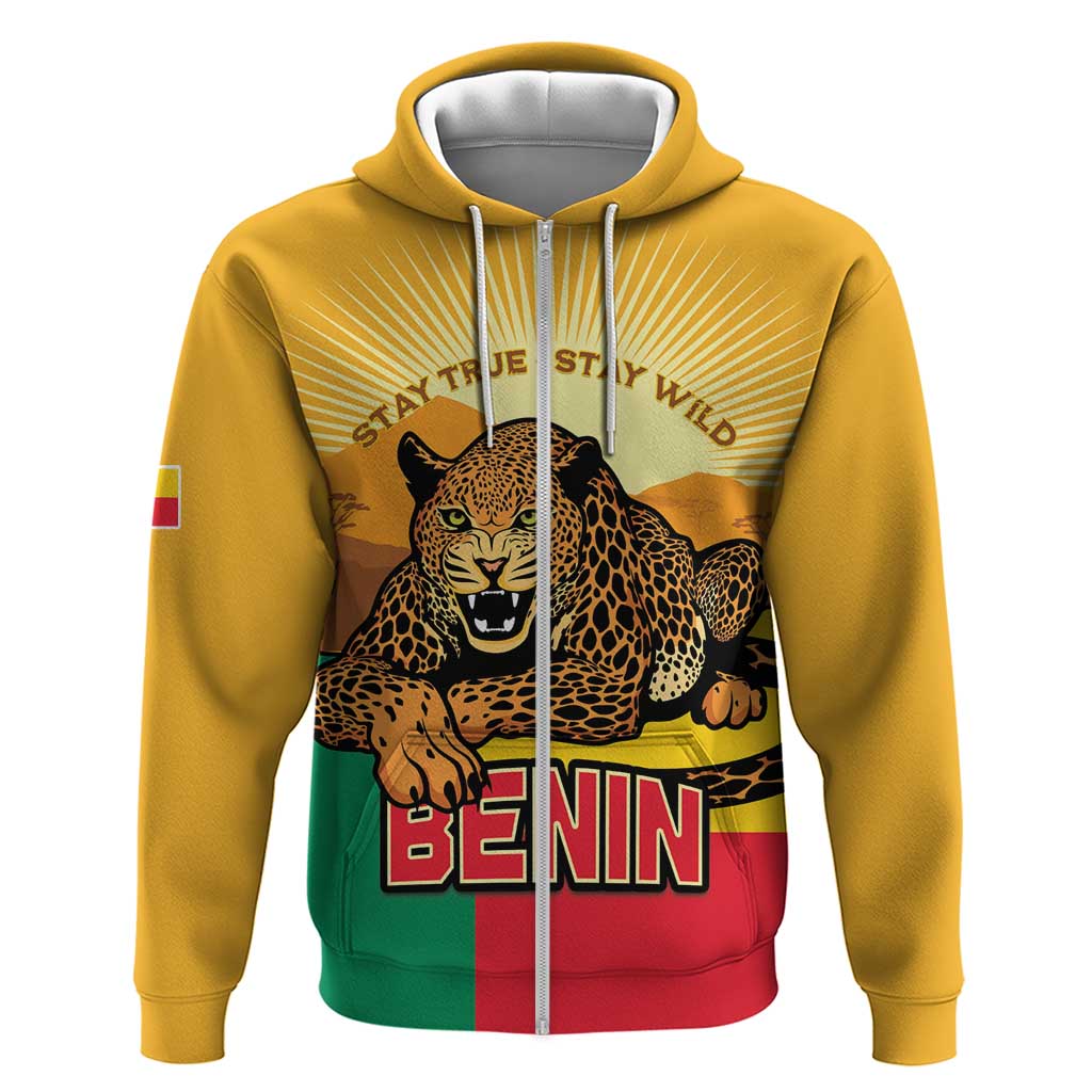 Personalised Benin Leopard Zip Hoodie Stay True - Stay Wild