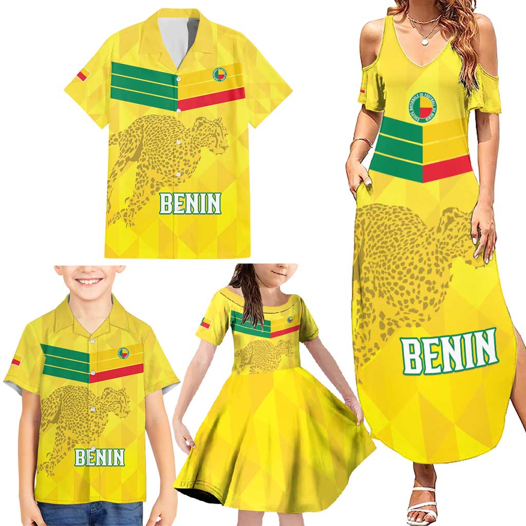 Custom Benin Football Family Matching Summer Maxi Dress and Hawaiian Shirt Go Cheetahs