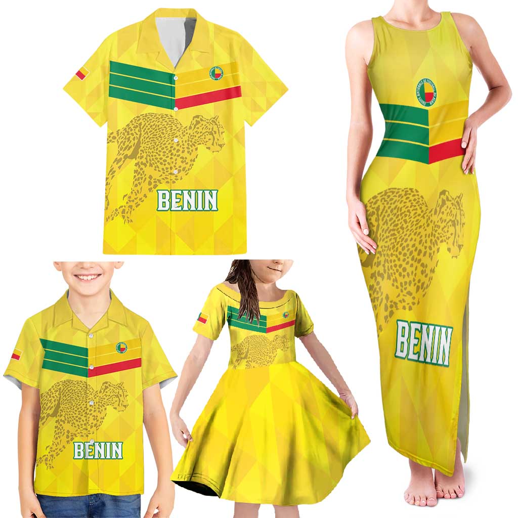 Custom Benin Football Family Matching Tank Maxi Dress and Hawaiian Shirt Go Cheetahs