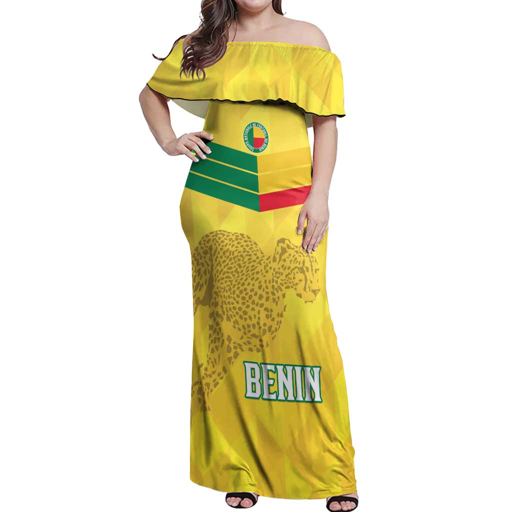 Custom Benin Football Off Shoulder Maxi Dress Go Cheetahs