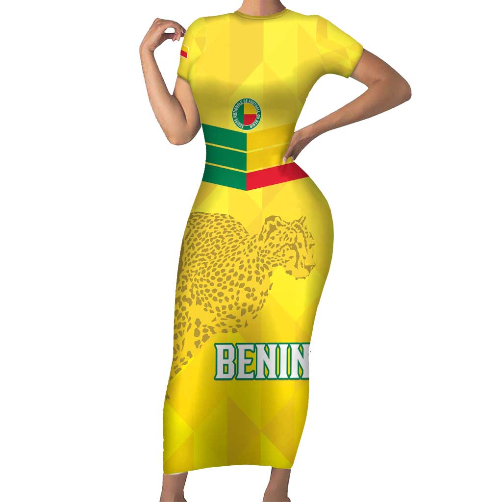 Custom Benin Football Short Sleeve Bodycon Dress Go Cheetahs