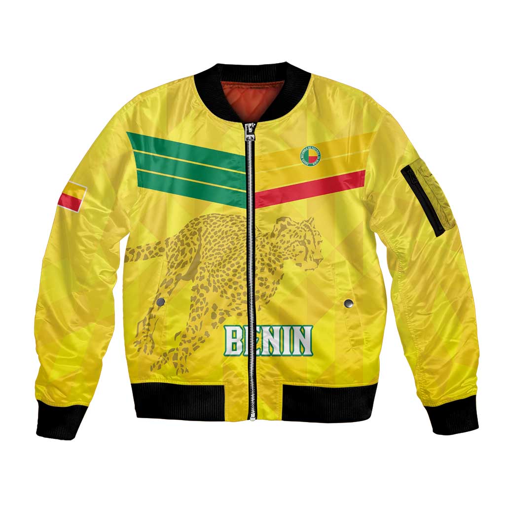 Custom Benin Football Sleeve Zip Bomber Jacket Go Cheetahs