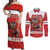 Custom Canada Ice Hockey Couples Matching Off Shoulder Maxi Dress and Long Sleeve Button Shirt Beaver Mascot With Champions Trophy