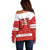 Custom Canada Ice Hockey Off Shoulder Sweater Beaver Mascot With Champions Trophy