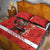 Canada Ice Hockey Quilt Bed Set Beaver Mascot With Champions Trophy