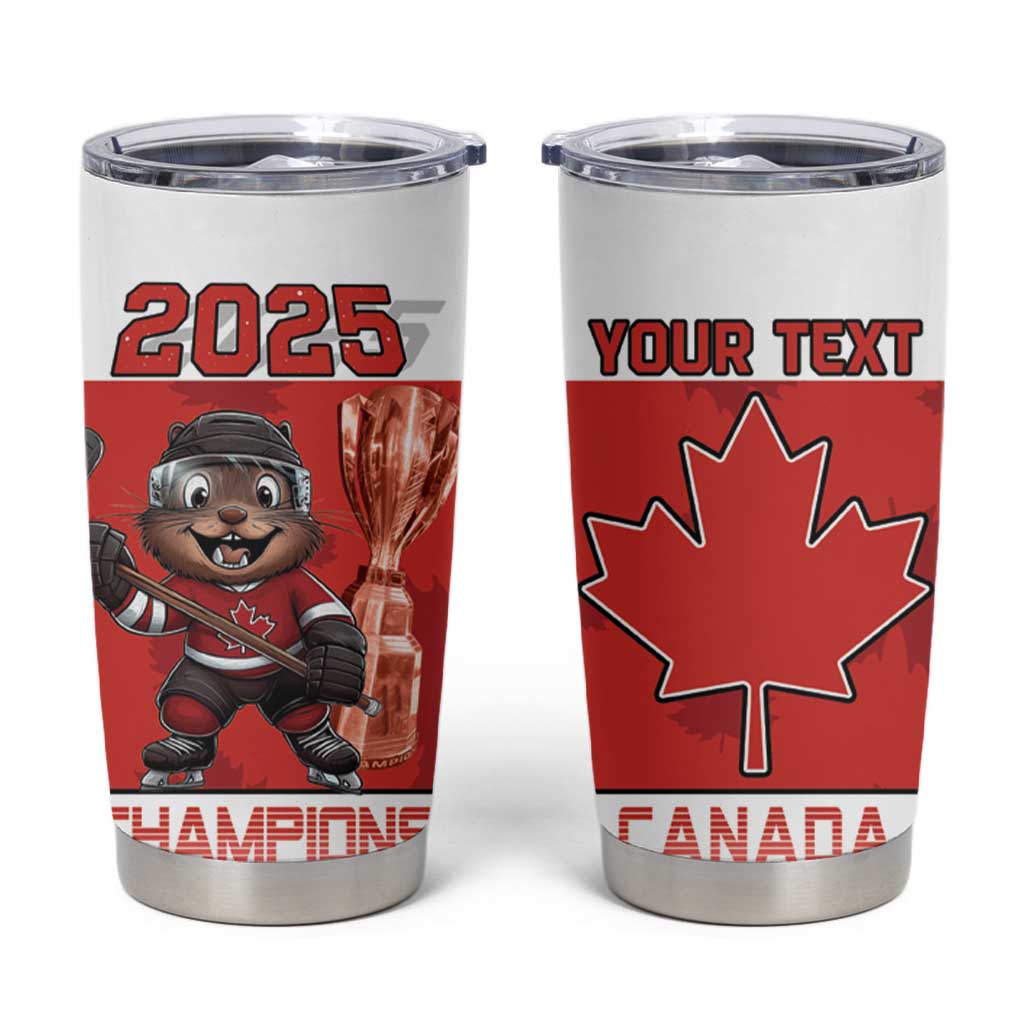 Custom Canada Ice Hockey Tumbler Cup Beaver Mascot With Champions Trophy