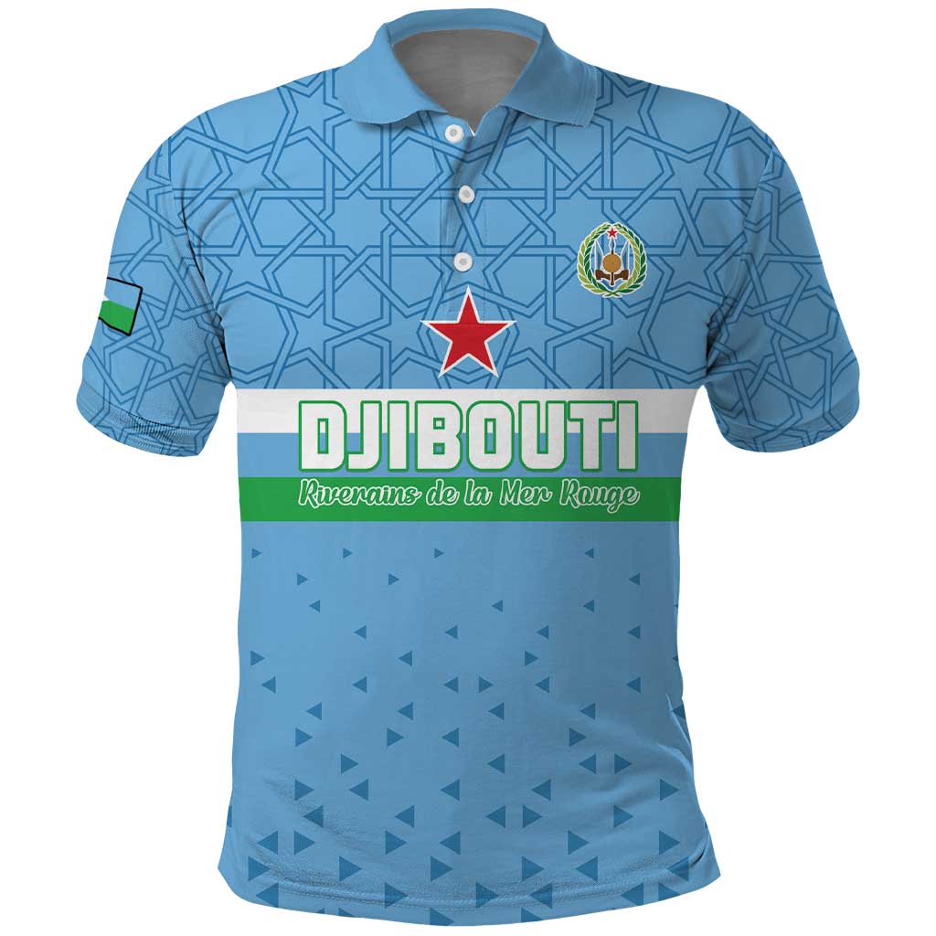 Custom Djibouti Football Polo Shirt Come On Riverains de la Mer Rouge