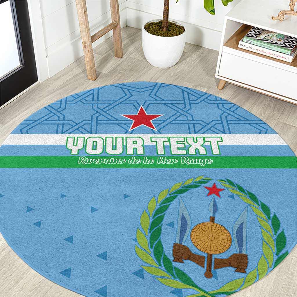 Custom Djibouti Football Round Carpet Come On Riverains de la Mer Rouge