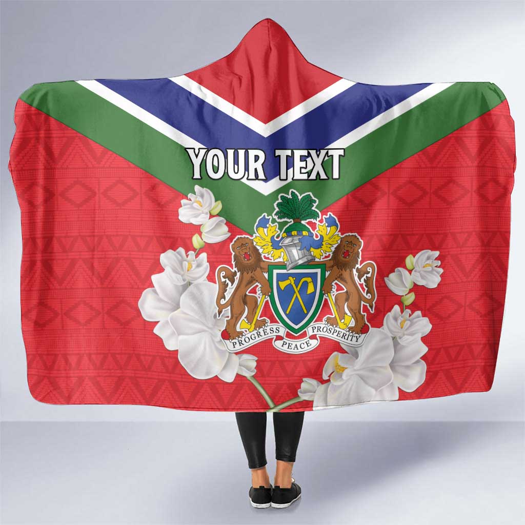 Personalized Gambia Hooded Blanket Coat Of Arms White Variety Orchid