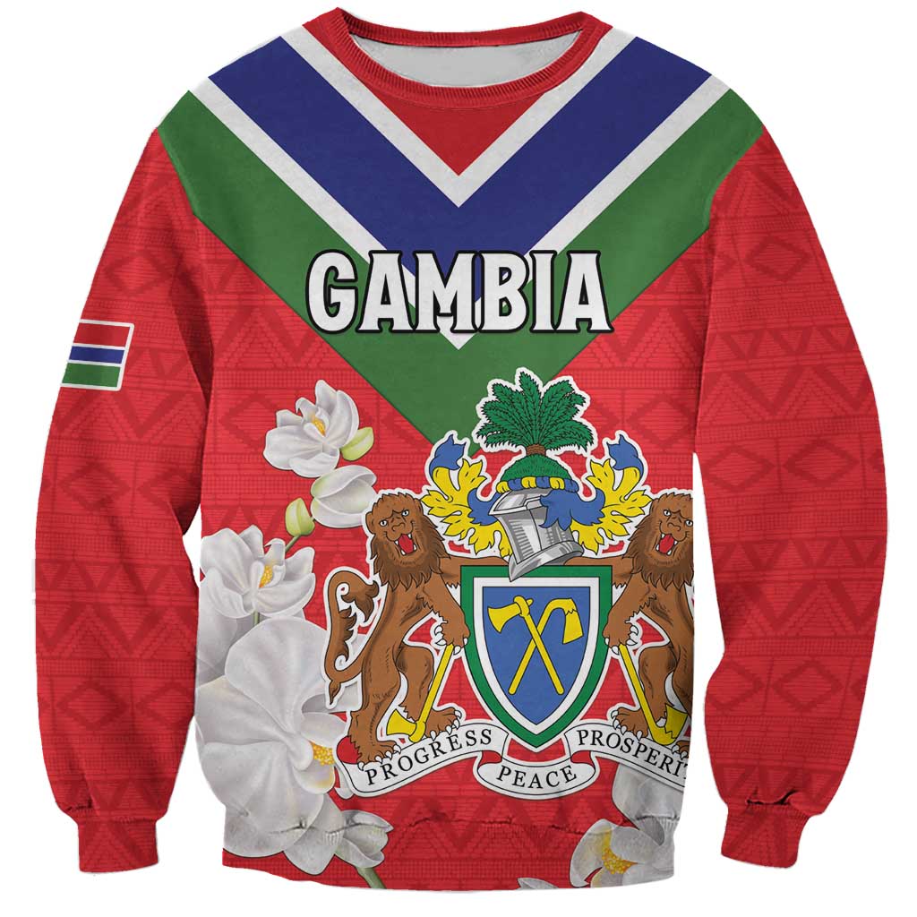 Personalized Gambia Sweatshirt Coat Of Arms White Variety Orchid