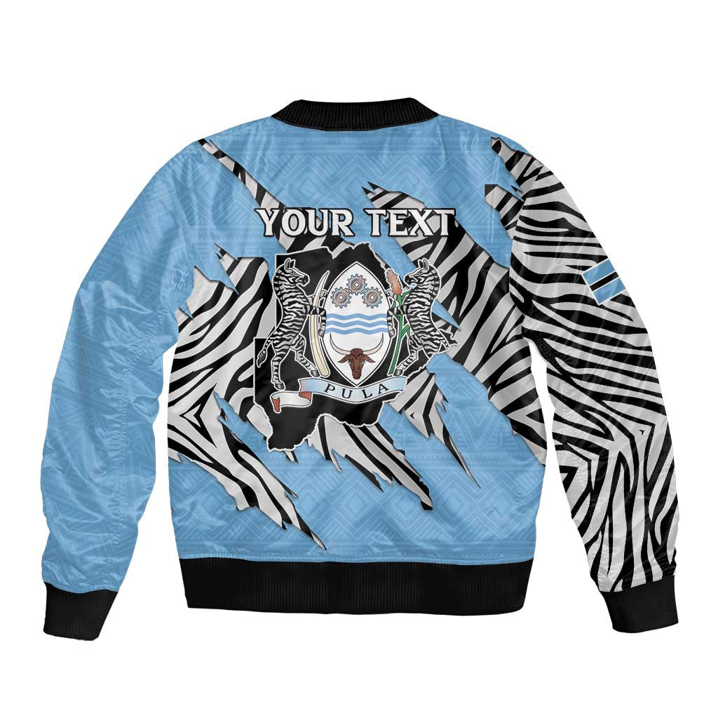 Personalized Botswana Bomber Jacket Coat Of Arms With Map - African and Zebra Patterns