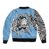 Personalized Botswana Bomber Jacket Coat Of Arms With Map - African and Zebra Patterns