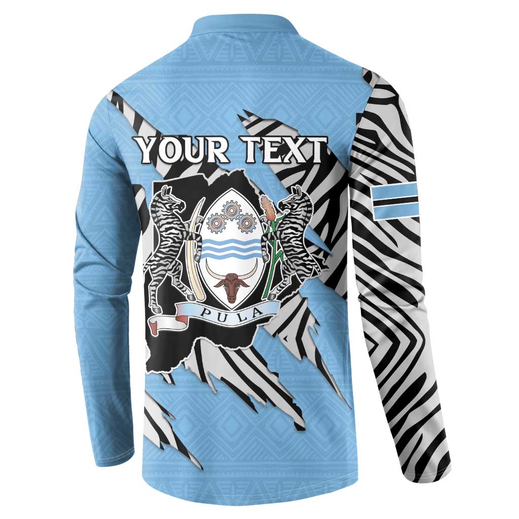 Personalized Botswana Button Sweatshirt Coat Of Arms With Map - African and Zebra Patterns