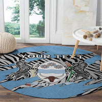 Personalized Botswana Round Carpet Coat Of Arms With Map - African and Zebra Patterns