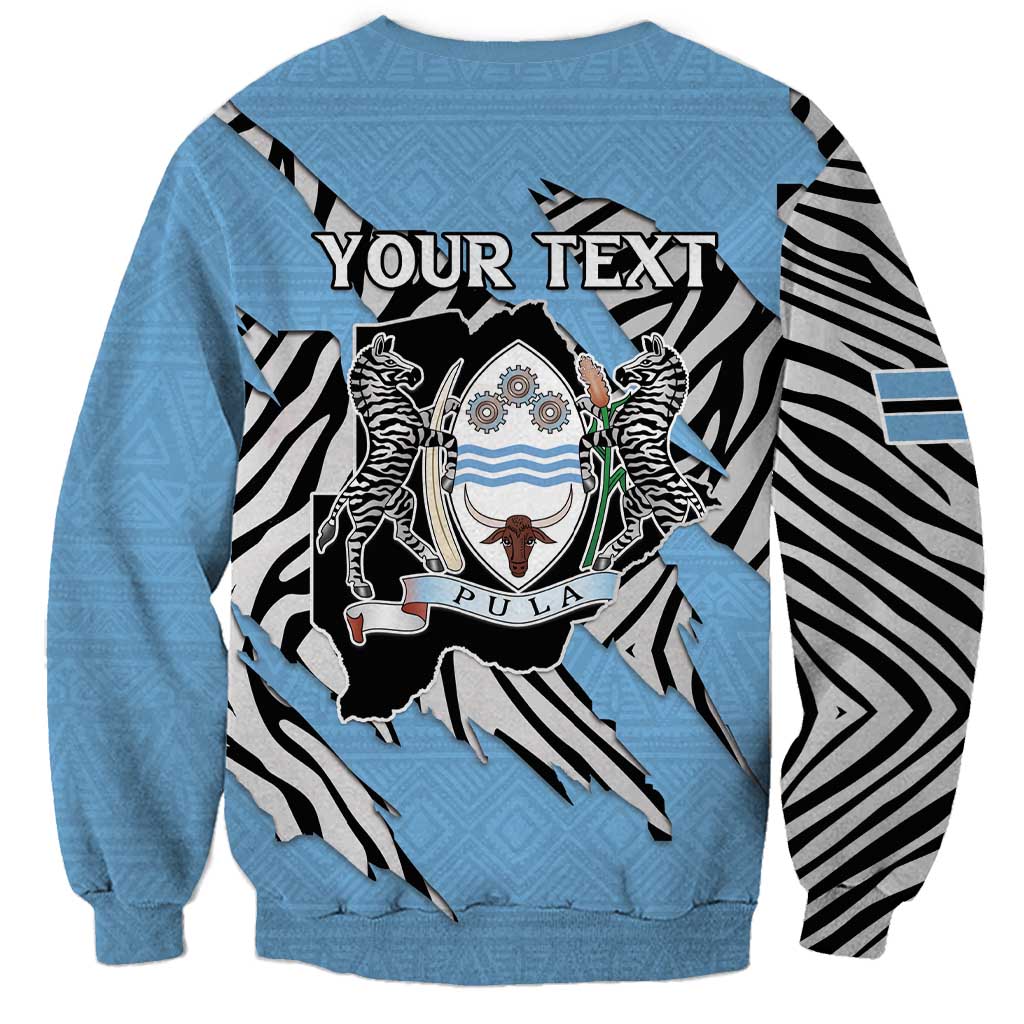 Personalized Botswana Sweatshirt Coat Of Arms With Map - African and Zebra Patterns
