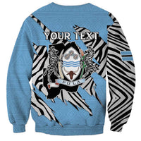 Personalized Botswana Sweatshirt Coat Of Arms With Map - African and Zebra Patterns