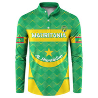 Green button-up sweatshirt with Mauritania crest, 'Al-Murabitun' print and long sleeves
