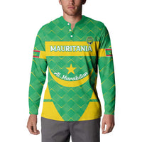 Green button-up sweatshirt with Mauritania crest and 'Al-Murabitun' chest graphic