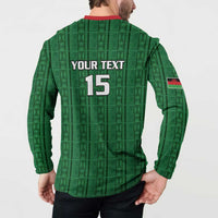Custom Malawi Football Button Sweatshirt Come On Flames - Green - Wonder Print Shop