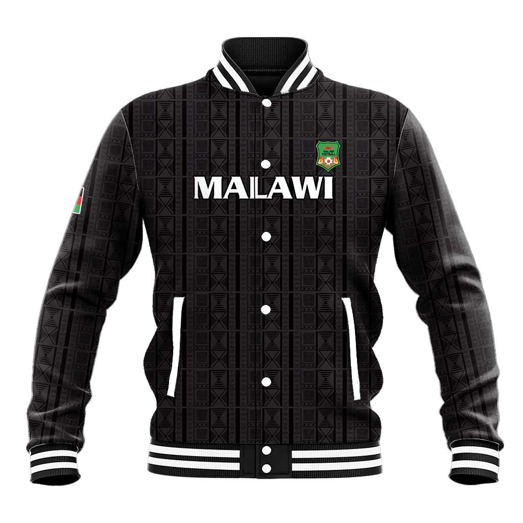 Custom Malawi Football Baseball Jacket Come On Flames - Black - Wonder Print Shop