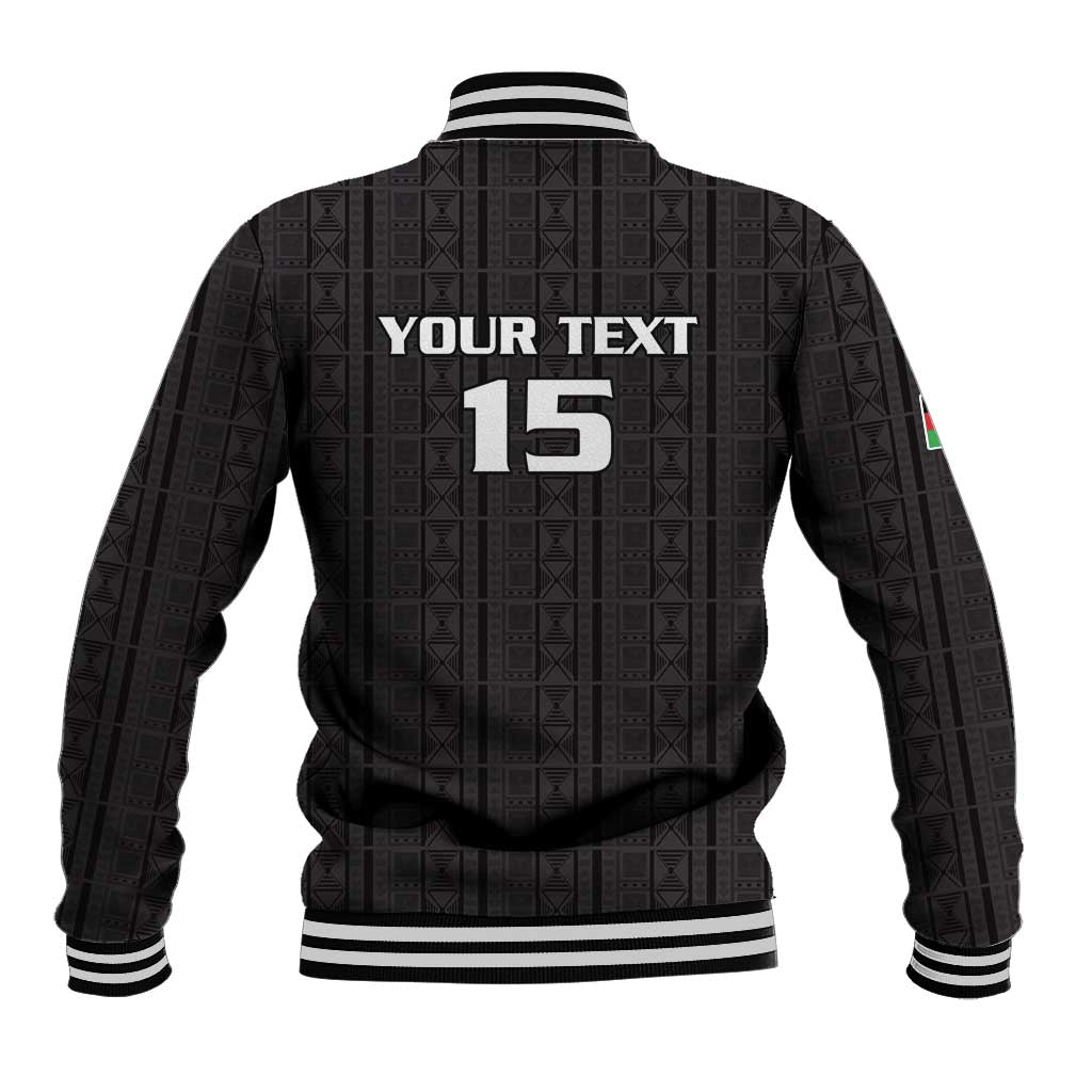 Custom Malawi Football Baseball Jacket Come On Flames - Black - Wonder Print Shop