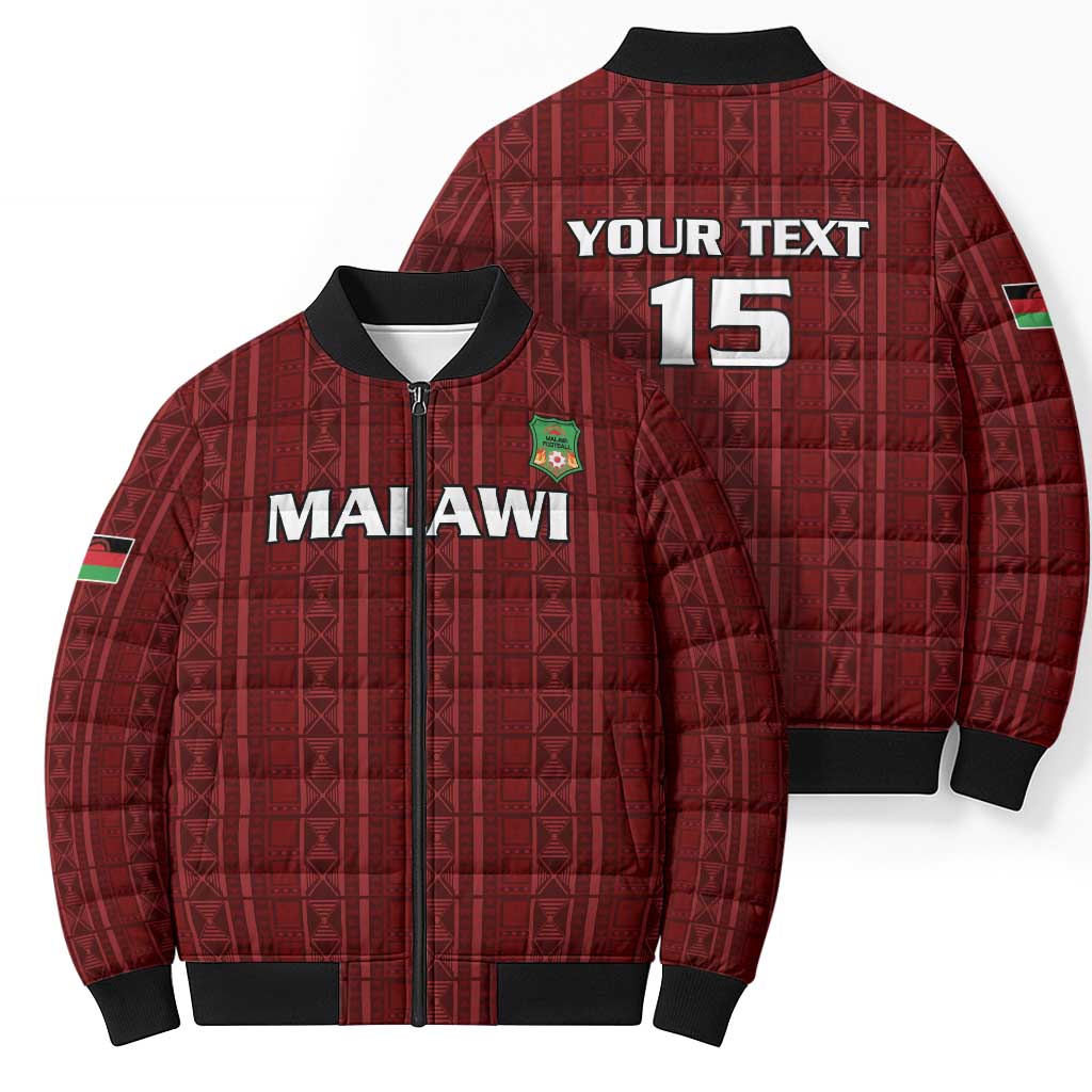 Custom Malawi Football Bomber Puffer Jacket Come On Flames - Red - Wonder Print Shop