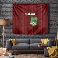 Red Malawi football tapestry with MALAWI text and crest center design