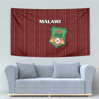Red Malawi football tapestry featuring MALAWI text and green crest emblem