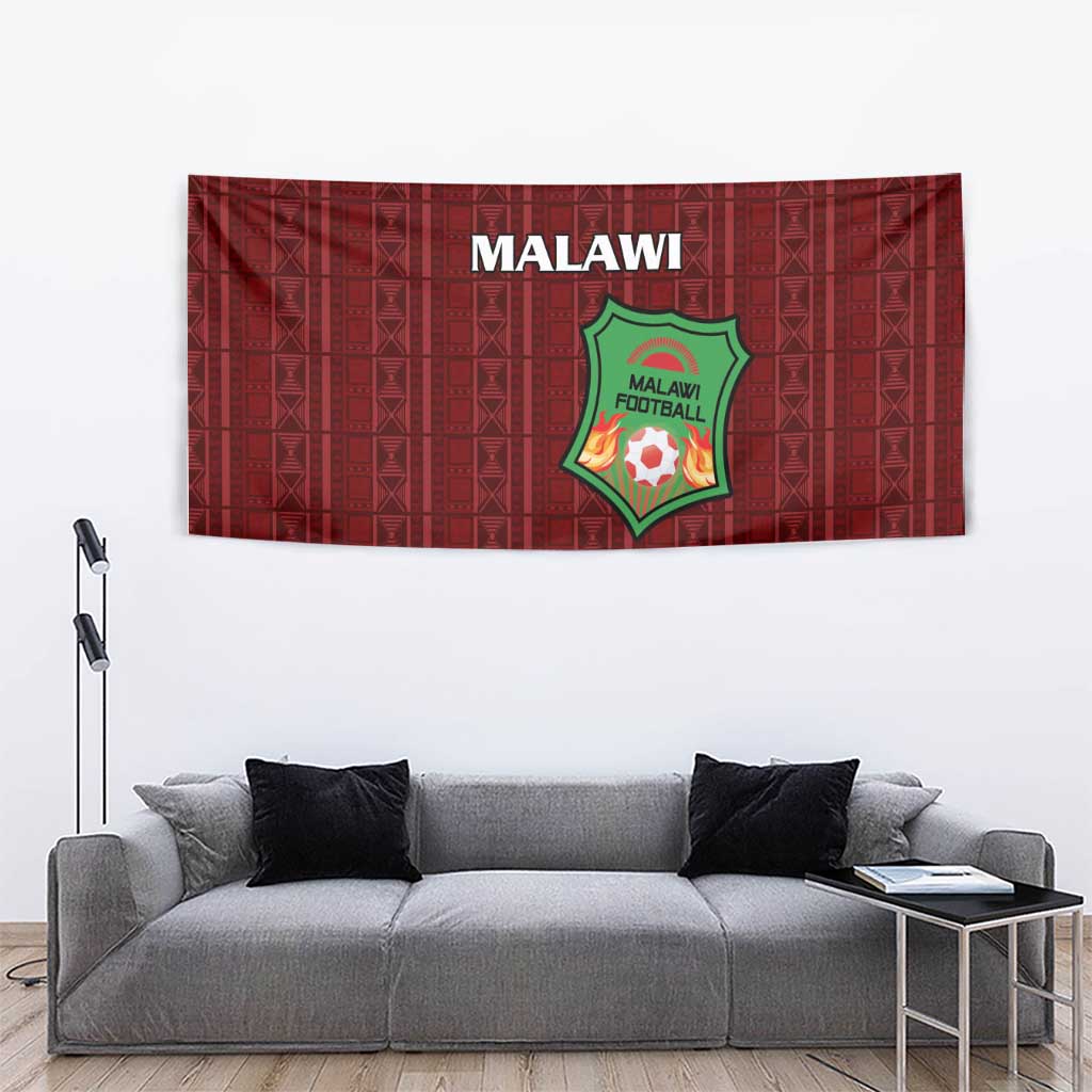 Red Malawi football tapestry with MALAWI heading and crest logo badge