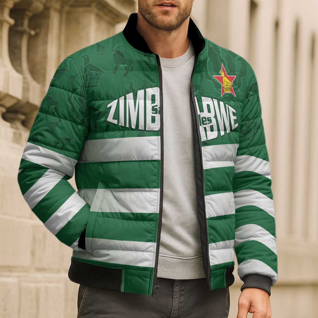 Rugby Zimbabwe Custom Bomber Puffer Jacket Go Champions Sables - Wonder Print Shop