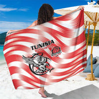 Red/white striped Tunisia basketball sarong with large team crest print