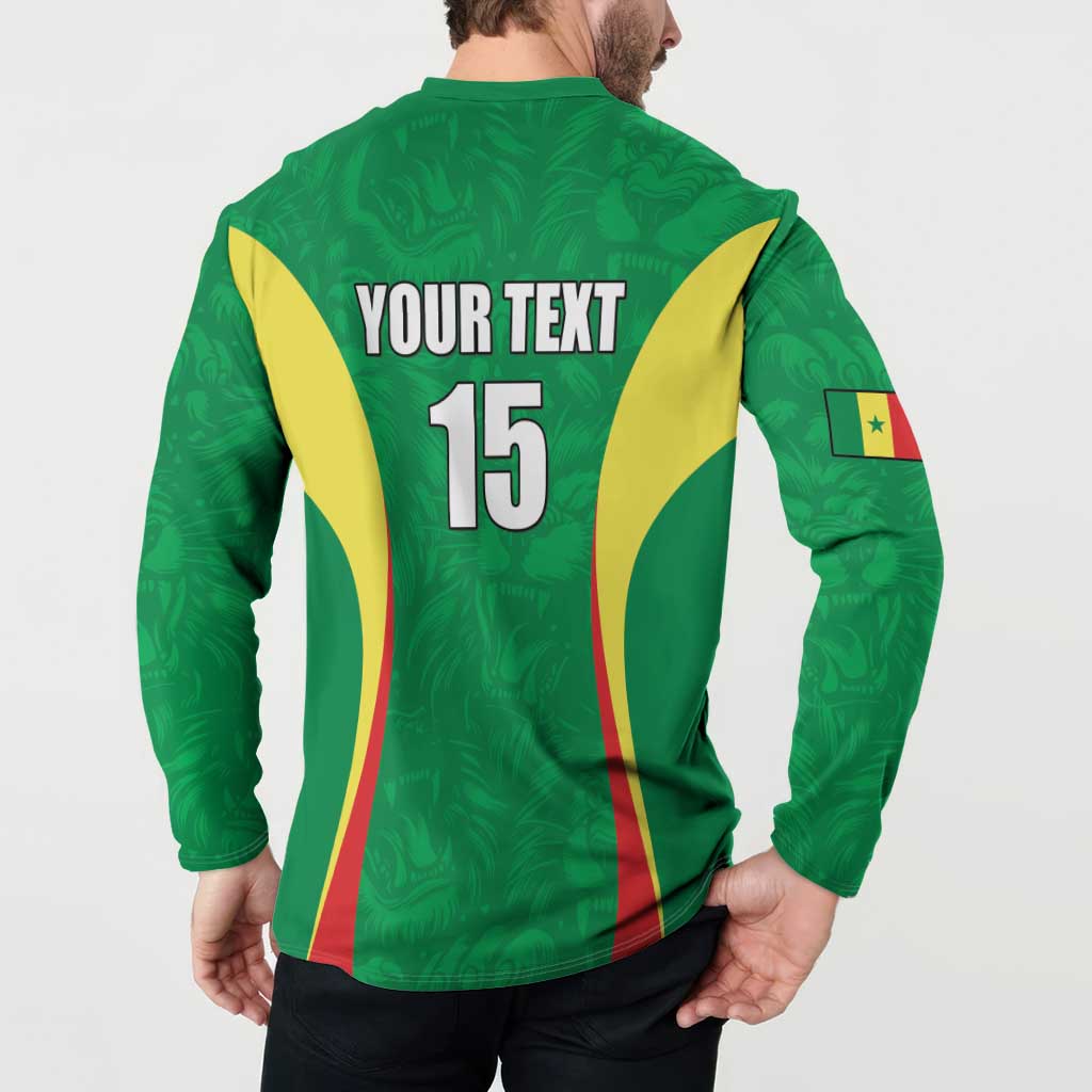 Custom Senegal Basketball Button Sweatshirt Go Champions Lions - Wonder Print Shop