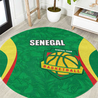 Custom Senegal Basketball Round Carpet Go Champions Lions - Wonder Print Shop