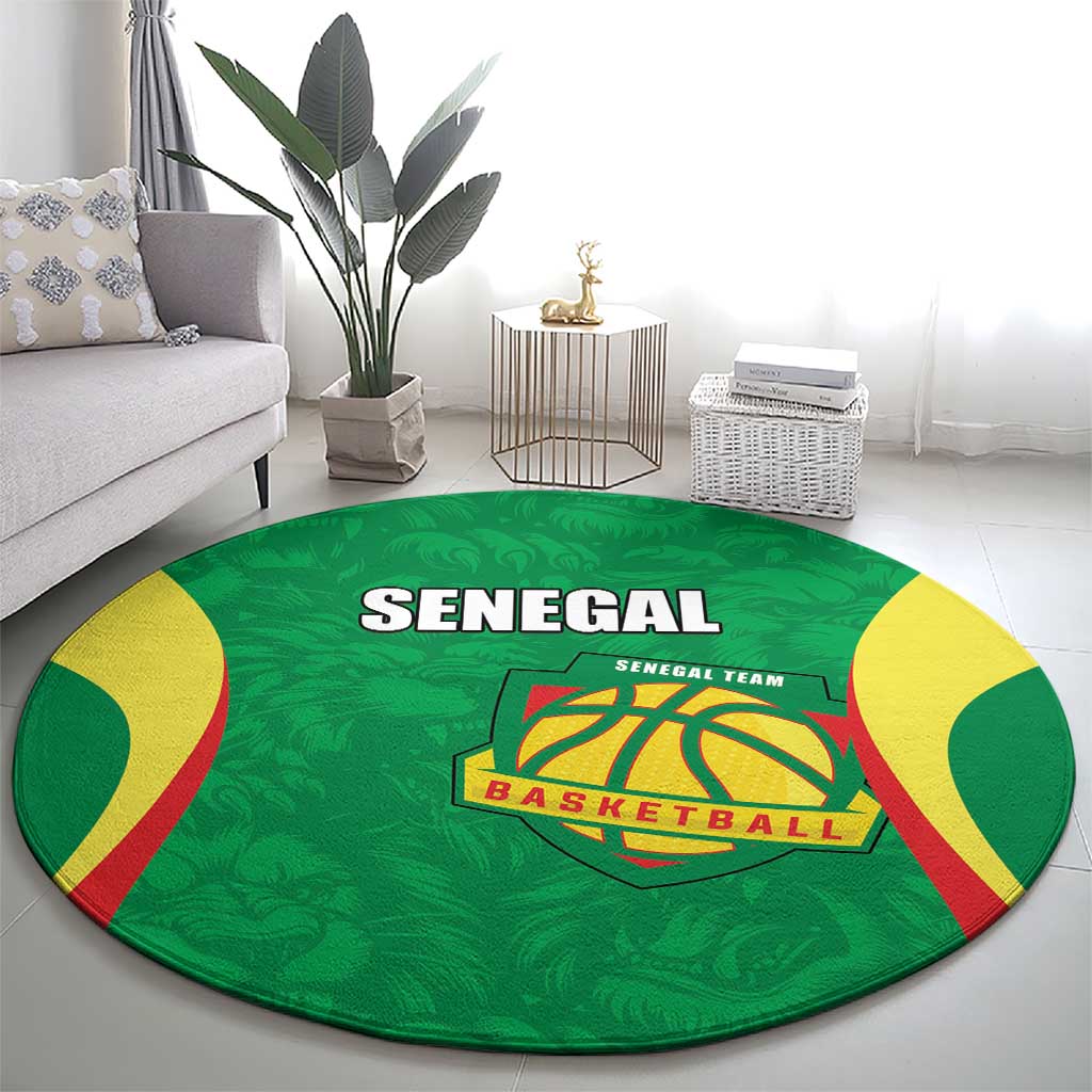 Custom Senegal Basketball Round Carpet Go Champions Lions - Wonder Print Shop