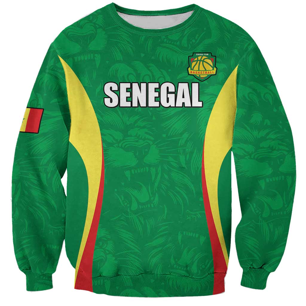 Custom Senegal Basketball Sweatshirt Go Champions Lions - Wonder Print Shop
