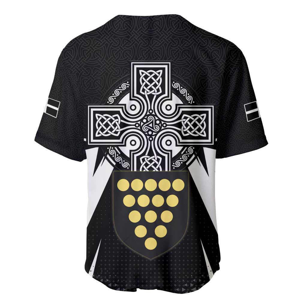Cornwall Celtic Cross Baseball Jersey Coat Of Arms With Celtic Pattern - Wonder Print Shop